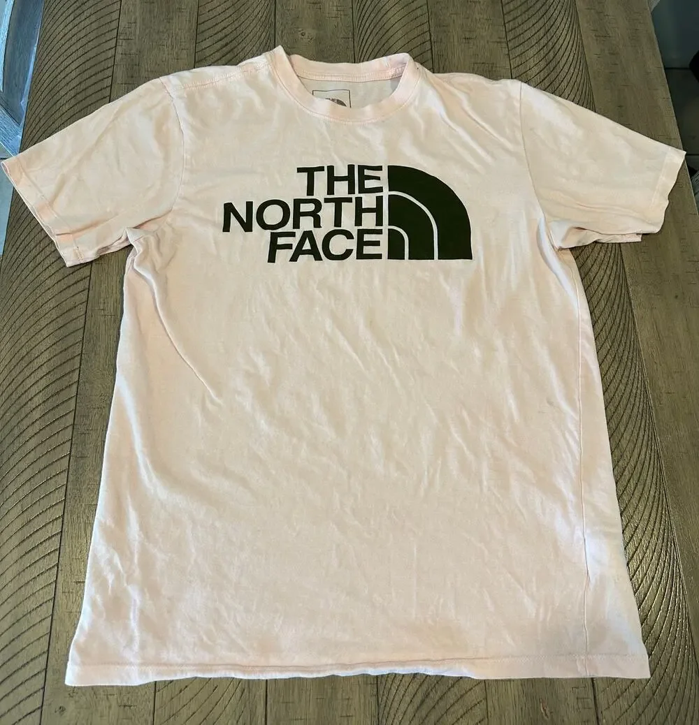 The North Face Men's Pink SS T-Shirt Graphic Logo Size Small Made in El Salvador